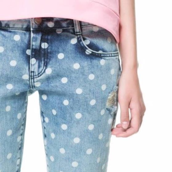 Zara Ombré Polka Dot Jeans - Picture 6 of 12